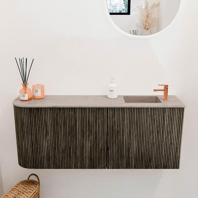 Mondiaz JOYA-DLUX 101.6cm toiletmeubel - ronding links kleur Shadow - Wastafel FAYE positie Rechts 1 kraangat kleur Saba.