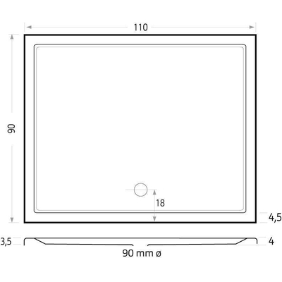 Xenz Mariana receveur de douche - 110x90x7 - Acrylique - blanc mat