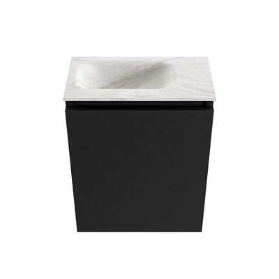 MONDIAZ TURE-DLUX Meuble WC 40 cm Urban. EDEN vasque Ostra position gauche. Sans trou de robinet.
