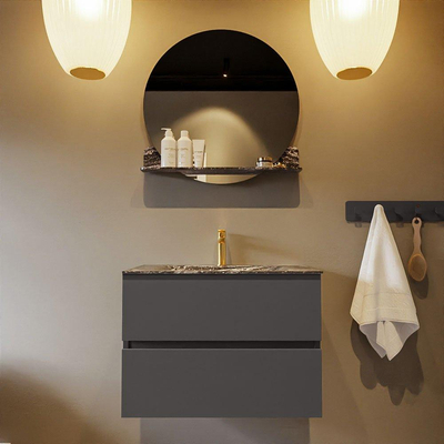 Mondiaz VICA-DLUX ensemble de meuble de salle de bain - 70cm - meuble sous-vasque gris foncé - 2 tiroirs - lavabo encastré nuage milieu - 1 trou de robinet - version haute 60cm - lave