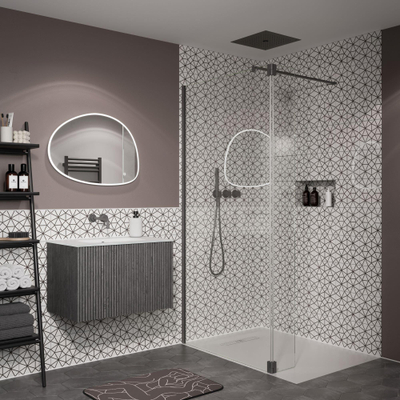Crosswater Mada Miroir led salle de bain - 50x70cm - horizontal/vertical - 2700K à 6400K - intensité réglable - forme caillou