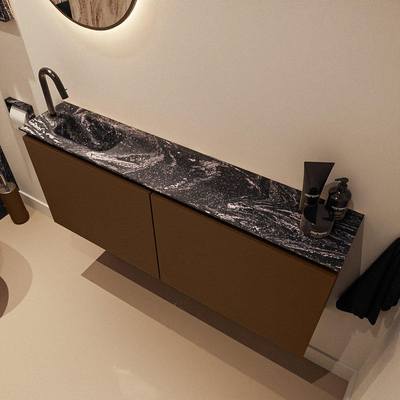 MONDIAZ TURE-DLUX meuble WC 120 cm Rust. EDEN lavabo Lava position gauche. Avec 1 trou de robinet.