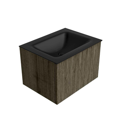 Ensemble de meuble de salle de bain Mondiaz KURVE - 60x46x40cm - 1 tiroir - lavabo en solid surface - milieu - 1 trou de robinet - Shadow