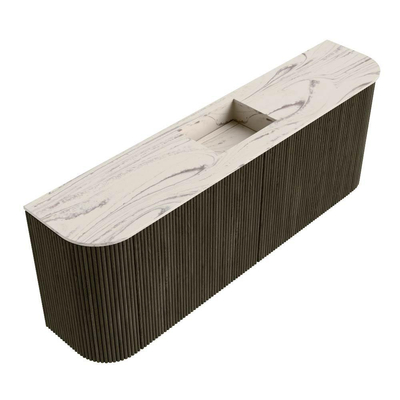 Mondiaz JOYA-DLUX 113.2cm toiletmeubel - ronding links en rechts kleur Shadow - Wastafel FAYE positie Midden Zonder kraangat kleur Nata.