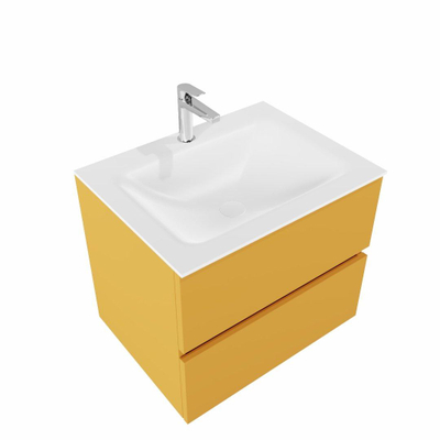 MONDIAZ VICA Ensemble de meuble salle de bain - 60cm - 2 tiroirs - lavabo Cloud au centre - 1 trou de robinet - solid surface ocre