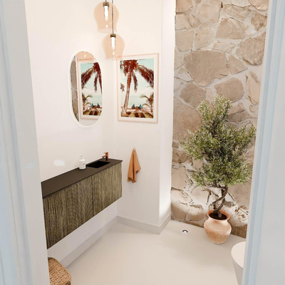 Mondiaz JOYA 111.6cm toiletmeubel - ronding links kleur Dusk - Wastafel FAYE positie Rechts 1 kraangat kleur Urban.