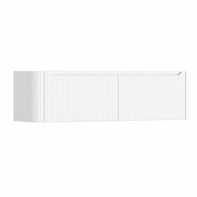 H&R Badmeubelen Juice Wastafelonderkast - 160x45x40cm - linkerhoek afgerond - 3D-front - 2 lades - geïntegreerde greep - wit hoogglans