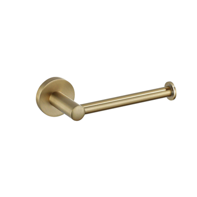 Fortifura Calvi Toiletset - toiletborstelhouder - open - handdoekhaak - toiletrolhouder - zonder klep - geborsteld messing (goud)