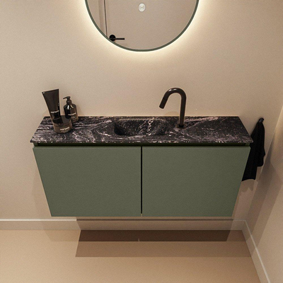 MONDIAZ TURE-DLUX meuble WC 100 cm Army. Lavabo EDEN Lava position milieu. Avec 1 trou de robinet.