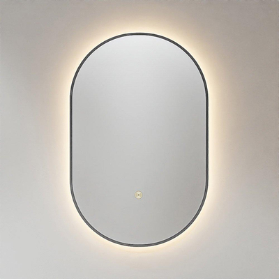 Mondiaz GLOW spiegel – ovaal – 45x90 cm – indirecte LED rondom – bewegingssensor – Dark Grey (grijs)