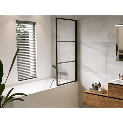 Riho Grid paroi de baignoire 80x150cm droite profil noir et verre clair