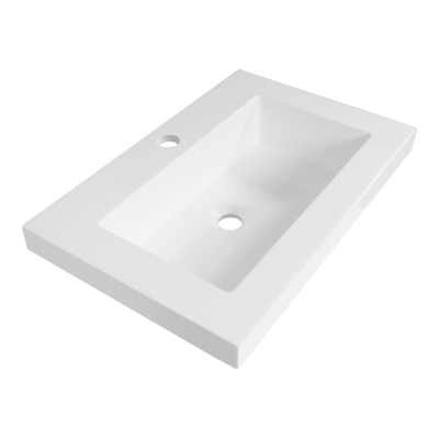 BRAUER Spring lavabo peu profond 60x40x5cm - 1 bassin - 1 trou de robinet - marbre minéral - blanc satiné