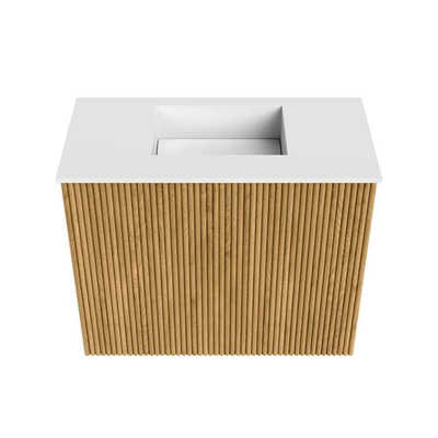 Mondiaz JOYA 50cm toiletmeubel - kleur Oak - Wastafel FAYE positie Midden Zonder kraangat kleur Talc.