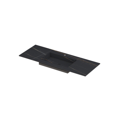 INK Post wastafel - 120x45x1cm - 1 wasbak - 1 kraangat - keramiek Lauren black mat