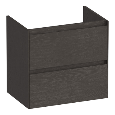 BRAUER Inspire wastafelonderkast ondiep 60 2 softclose lades - greeploos - 1 sifon uitsparing - Timber Anthracite