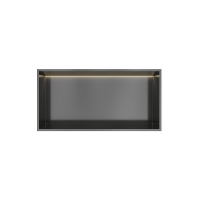 Hotbath &MORE Inbouwbox of inbouwnis - 30x60x10 - met LED - IP44 - PVD - geborsteld gunmetal (antraciet)
