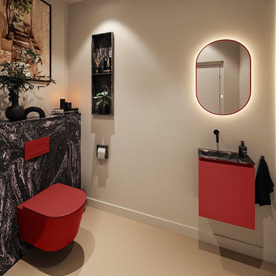 MONDIAZ TURE-DLUX 40cm toiletmeubel Fire. EDEN wastafel Lava positie links. Zonder kraangat.