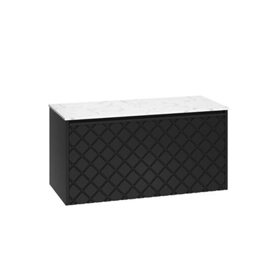 Crosswater Vergo ensemble de meubles de salle de bain - 99.8x47.6x45.5cm - plan vasque effet marbre - 1 tiroir - noir mat