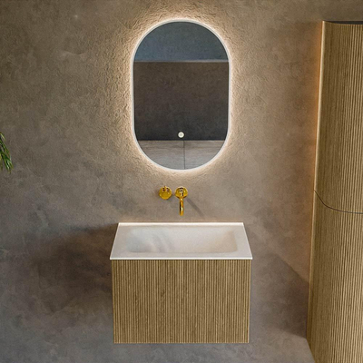 Mondiaz KURVE Ensemble meuble de salle de bains - 60x46x40cm - 1 tiroir - lavabo solid surface - centre - sans trou de robinet - Dusk