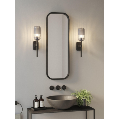 Astro Tacoma Single Wandlamp/Plafondlamp - 230V - IP44 - cilinder - geribbeld - smoke glas - mat zwart
