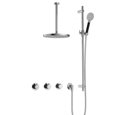 Hotbath Cobber IBS70 Regendoucheset - inbouw - 30cm plafondarm - 30cm ronde hoofddouche - 3 standen handdouche - glijstang - hoogglans chroom