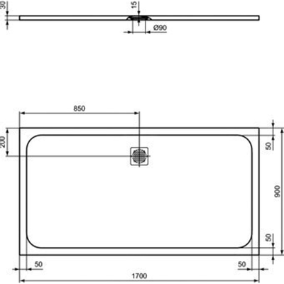 Ideal Standard Ultra Flat Solid Receveur de douche 170x90x3cm Rectangulaire Gris béton