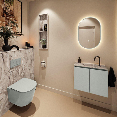 MONDIAZ TURE-DLUX meuble WC 60cm Greey. EDEN lavabo Glace position milieu. Avec 1 trou de robinet.