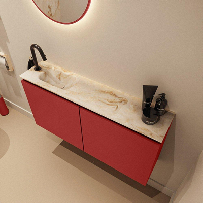 MONDIAZ TURE-DLUX meuble WC 100 cm Fire. EDEN lavabo Frappe position gauche. Avec 1 trou de robinet.