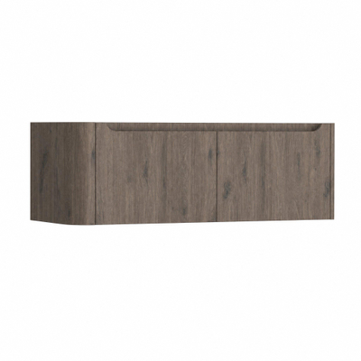 H&R Badmeubelen Juice Meuble sous lavabo - 120x45x40cm - coin gauche arrondi - 2 tiroirs - poignée intégrée - chêne Tucson