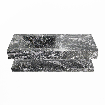 MONDIAZ ALAN - DLUX Badkamermeubelset - 110cm - planchet met vrijhangende wastafel - wasbak links - 0 kraangaten - Lava