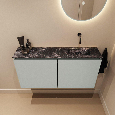 MONDIAZ TURE-DLUX Meuble WC 100 cm Greey. Lavabo EDEN Lava position droite. Sans trou de robinet.