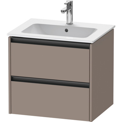 Duravit Ketho.2 Wastafelonderbouwkast - met 2 laden - 61x48x55cm - met grepen antraciet - basalt mat