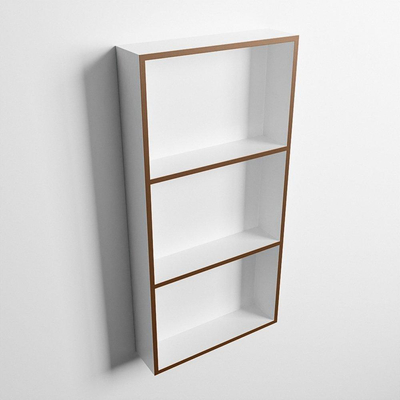 Mondiaz Easy nis 29.5x59.5x8cm voor Inbouw/opbouw 3 open vakken Solid surface Talc/Rust