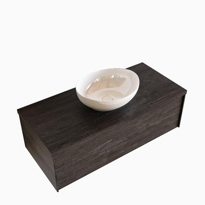 MONDIAZ LUSH Ensemble meuble de salle de bains - 100cm - 1 tiroir - lavabo BARCO - cuve au centre - 1 trou de robinet - dark brown