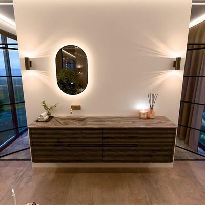 Mondiaz CIRO-DLUX Meuble de salle de bains - 190x45x50cm - Plan vasque solid surface Sombra - 1 vasque à gauche - sans trous de robinetterie - 4 tiroirs - Shadow
