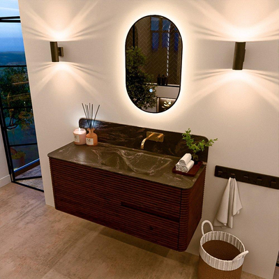 Mondiaz CIRO-DLUX Badkamermeubelset - 120x45x50cm - Solid surface wastafel Lava - 1 wasbak Rechts - zonder kraangaten - 2 lades - Ruby