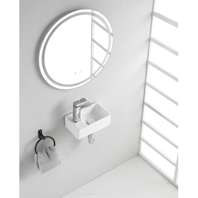 Wiesbaden Rhea XXS lavabo suspendu gauche 30,5 x 18 x 11 cm céramique brillant blanc