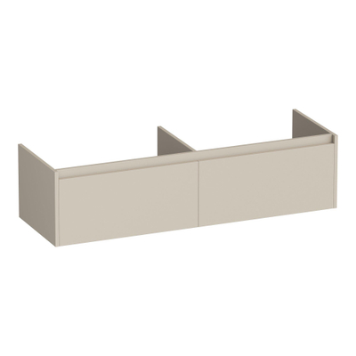 BRAUER Embrace Meuble sous-lavabo - 139x35x45.5cm - 2 tiroirs softclose - sans poignées - 2 découpes pour siphon - beige mat