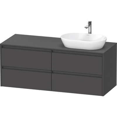 Duravit Ketho 2 meuble sous-lavabo avec plateau console avec 4 tiroirs pour vasque à poser à droite 140x55x56.8cm avec poignées graphite anthracite mat