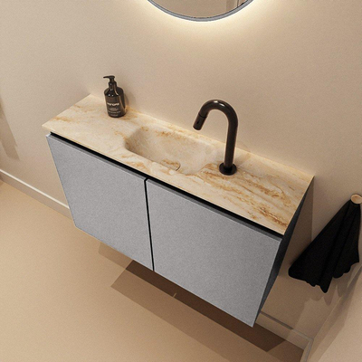 MONDIAZ TURE-DLUX Meuble de toilettes 80 cm Plata. EDEN lavabo Frappe position milieu. Avec 1 trou de robinet.
