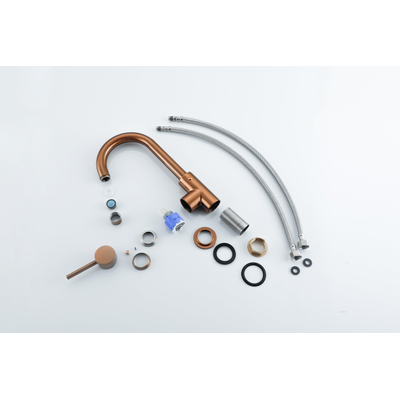 FugaFlow Eccelente Acces wastafelkraan - hoog - draaibare uitloop - Geborsteld koper PVD (Koper)