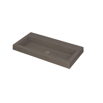 INK Dock wastafel - 80x40x6cm - 1 wasbak - 0 kraangaten - Quartz beton