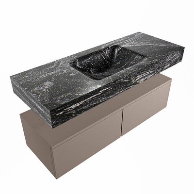 Mondiaz ALAN-DLUX Ensemble de meuble - 120cm - meuble Smoke mat - 2 tiroirs - Lavabo Cloud Lava suspendu - vasque Centre - 0 trous de robinet