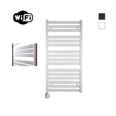 Sanicare HPW - Moda Elektrische Radiator - 120x60cm - 876W - wifi - thermostaat - zilver - linksonder - mat wit
