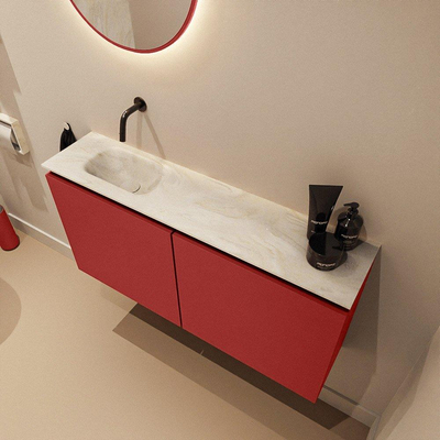 MONDIAZ TURE-DLUX 100cm toiletmeubel Fire. EDEN wastafel Ostra positie links. Zonder kraangat.