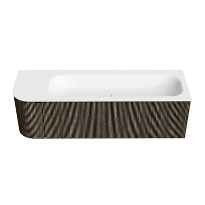 Mondiaz KURVE Badkamermeubelset - 145x46x40cm - 1 lade - 1 deur - wastafel solid surface - rechts - 1 kraangat - Shadow