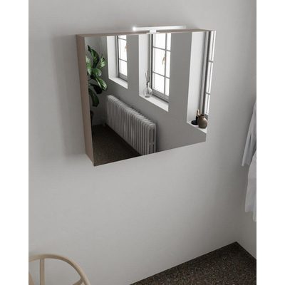 Mondiaz CUBB Spiegelkast - 80x70cm - 2 deuren - Smoke (Antraciet)