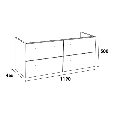 BRAUER EX Meuble sous vasque 119x45.5x50cm 4 tiroirs 2 espaces siphon poignée standard MFC Almond