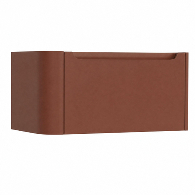 H&R Badmeubelen Juice Meuble sous lavabo - 80x45x40cm - angle gauche arrondi - 1 tiroir - poignée intégrée - Terra mat