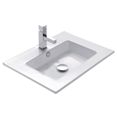 Thebalux lavabo slimline 60cm céramique 1x cuve 1x trou de robinet